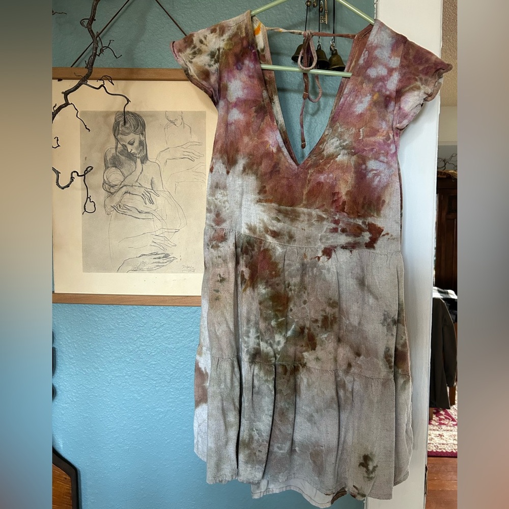 Abercrombie & Fitch Tie-Dye Mini Dress in Mauve, Olive, Cream